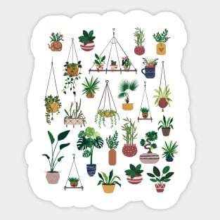 Boho Plant Lady Illustration Art Sticker